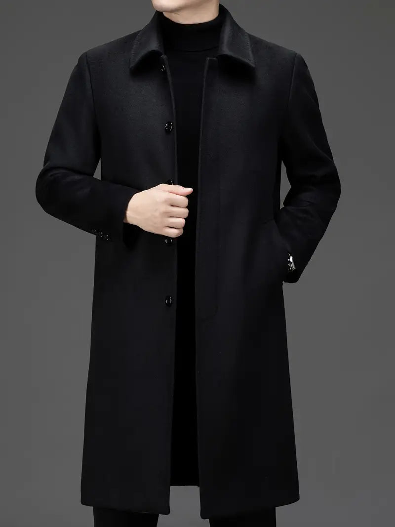 Eleganter Herren Woll-Mix Trenchcoat – Doppelreiher, Wintermantel