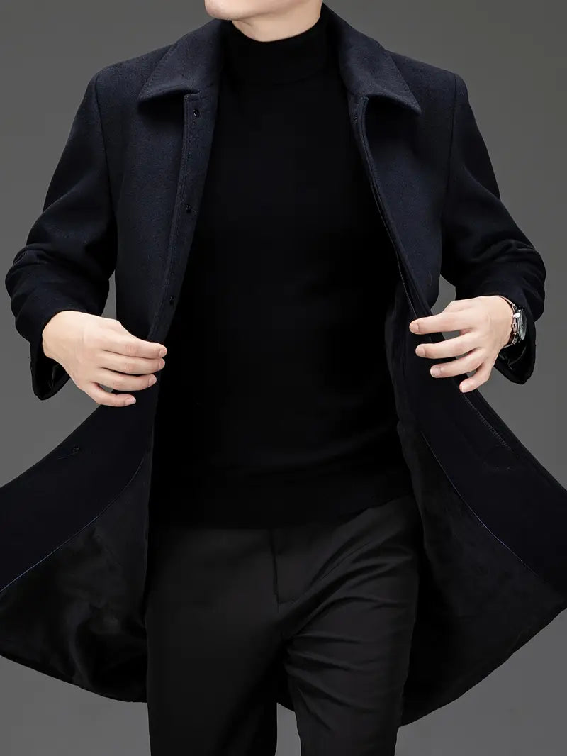 Eleganter Herren Woll-Mix Trenchcoat – Doppelreiher, Wintermantel