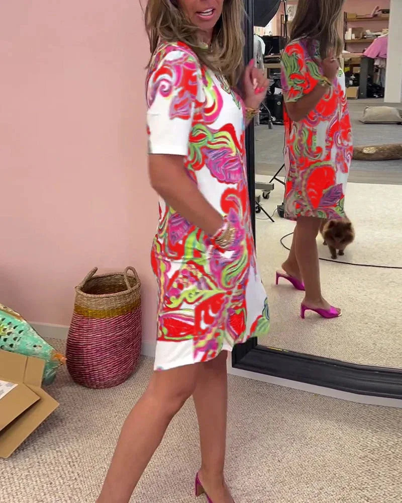 Schickes bedrucktes Midikleid