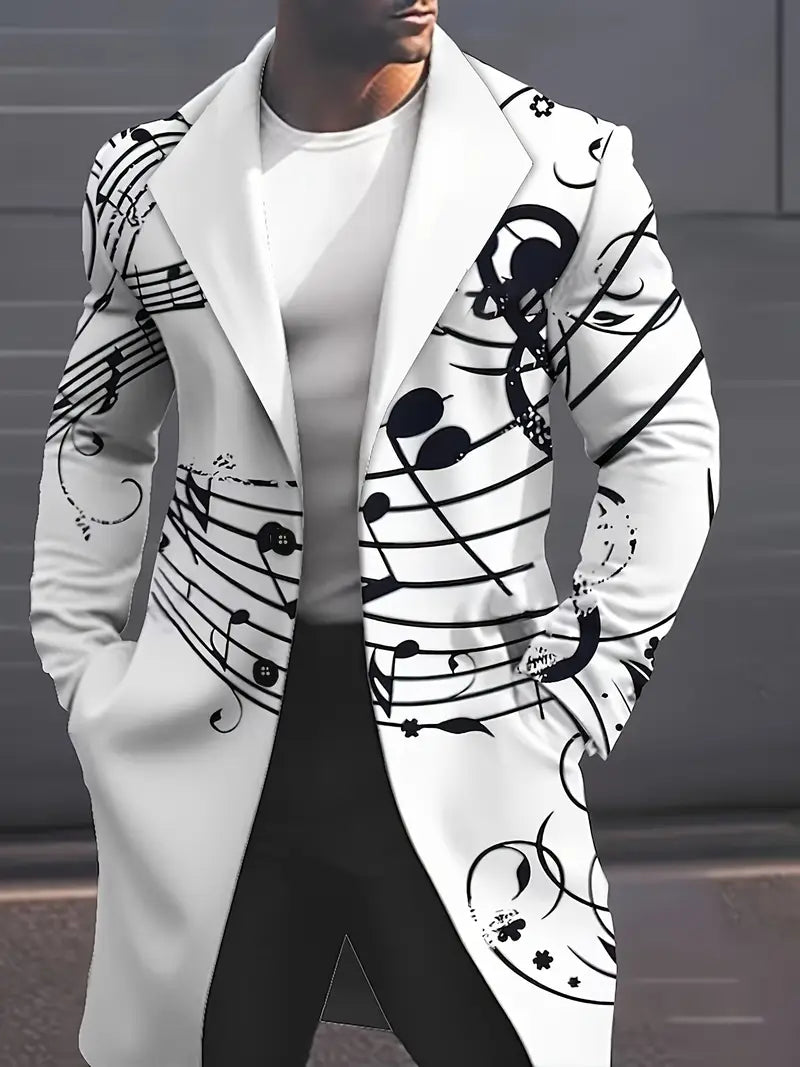 Eleganter Plus-Size Herren-Mantel – Kontrastfarbe, Midi-Jacke