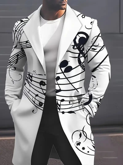 Eleganter Plus-Size Herren-Mantel – Kontrastfarbe, Midi-Jacke